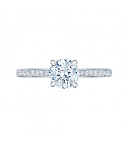 Carizza - 18K Two-Tone Gold 1/5 Ct Diamond Semi Mount Engagement Ring to fit Round Center