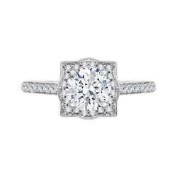 Carizza - 18K White Gold 1/3 Ct Diamond Semi Mount Engagement Ring to fit Round Center