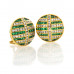 EMERALD AND DIAMOND BUTTON EARRINGS